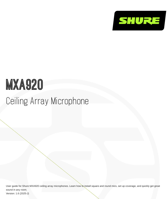 Shure MXA920 Datasheet