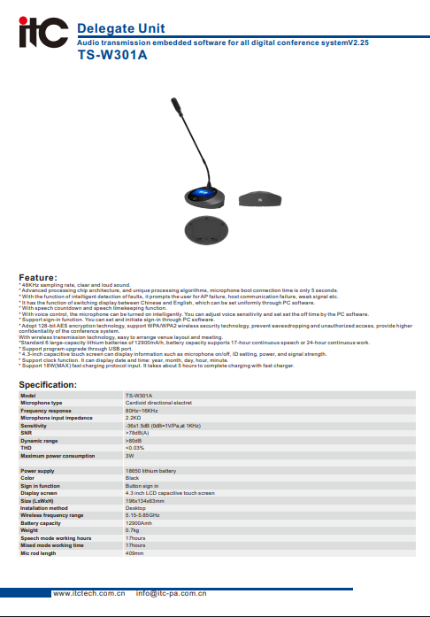 ITC TS-W301A Datasheet
