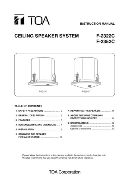 Hướng dẫn sử dụng TOA F-2352C