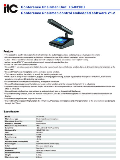 ITC TS-0310D Datasheet