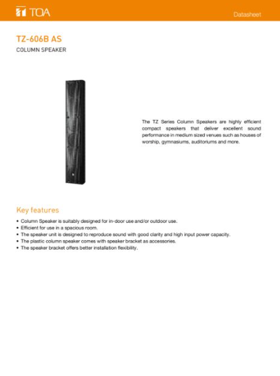 TOA TZ-606B AS 60W Datasheet