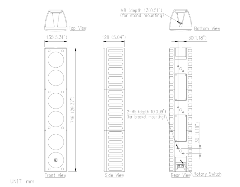 Kích thước loa TOA TZ-606B AS 60W phù hợp không gian hội nghị