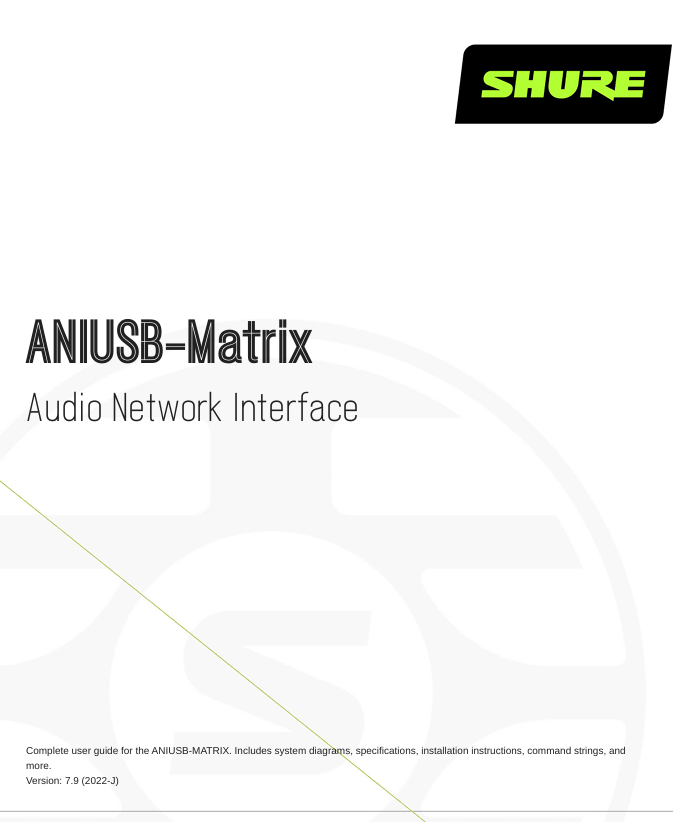 Hướng dẫn sử dụng Shure ANIUSB-MATRIX
