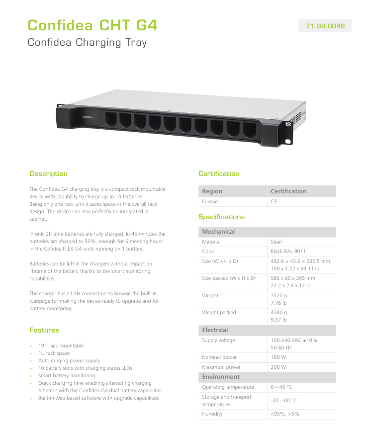 Televic Confidea CHT G4 datasheet