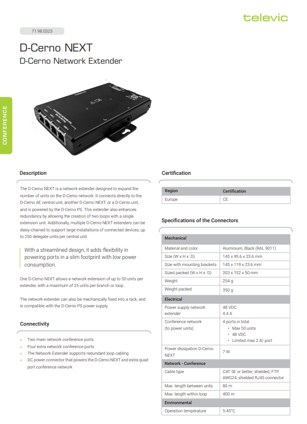 Televic D-Cerno NEXT datasheet