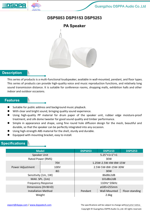 Loa DSPPA DSP5053 datasheet