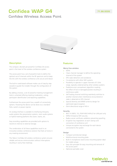 Televic Micro Confidea WAP G4 datasheet