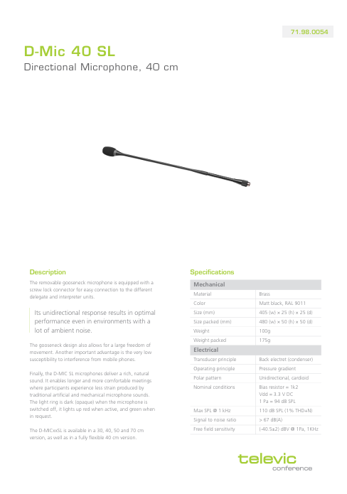 Micro Televic D-Mic 40 SL datasheet