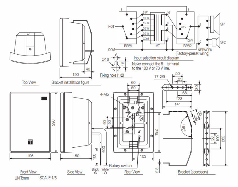Kích thước của loa TOA BS-1030B