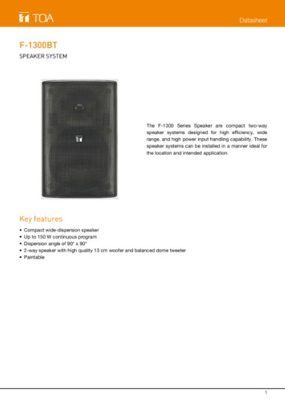 TOA F-1300BT/WT datasheet