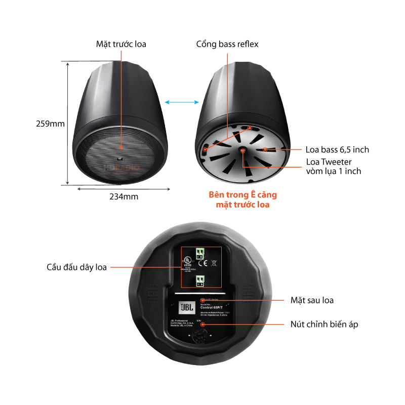 Loa thả trần JBL Control 65P/T hiệu suất cao