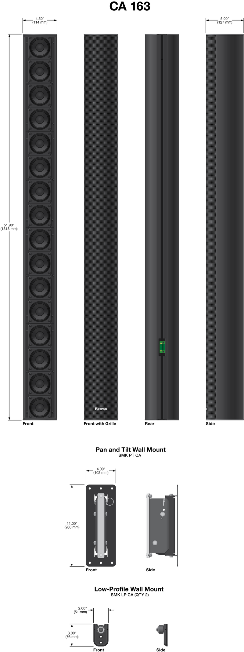 Kích thước và thiết kế loa CA 163