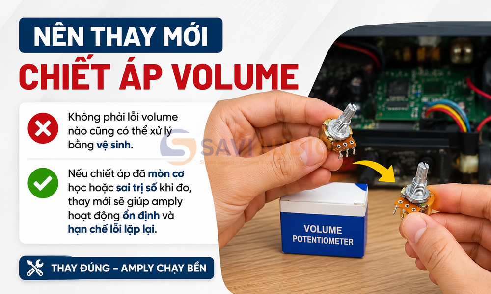 Thay mới chiết áp volume để hạn chế lỗi