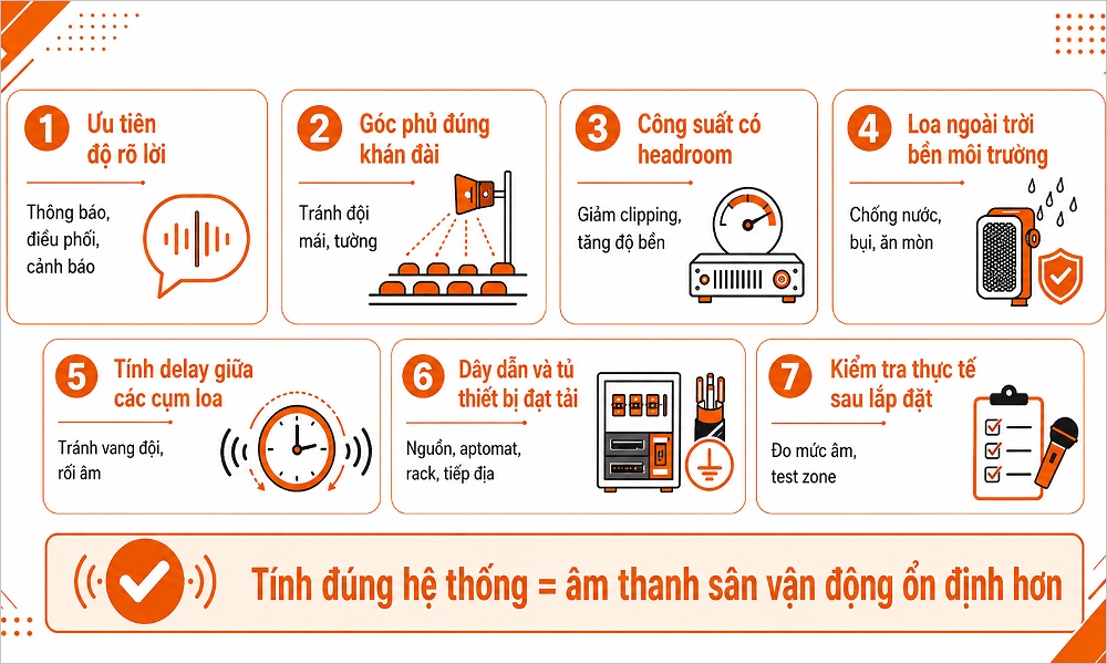 Tiêu chí khi lắp loa cho sân vận động hiệu quả