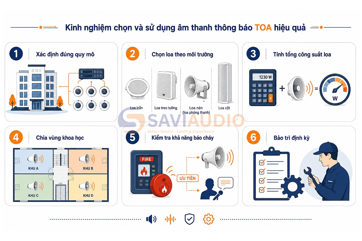 Kinh nghiệm chọn và sử dụng âm thanh thông báo TOA hiệu quả