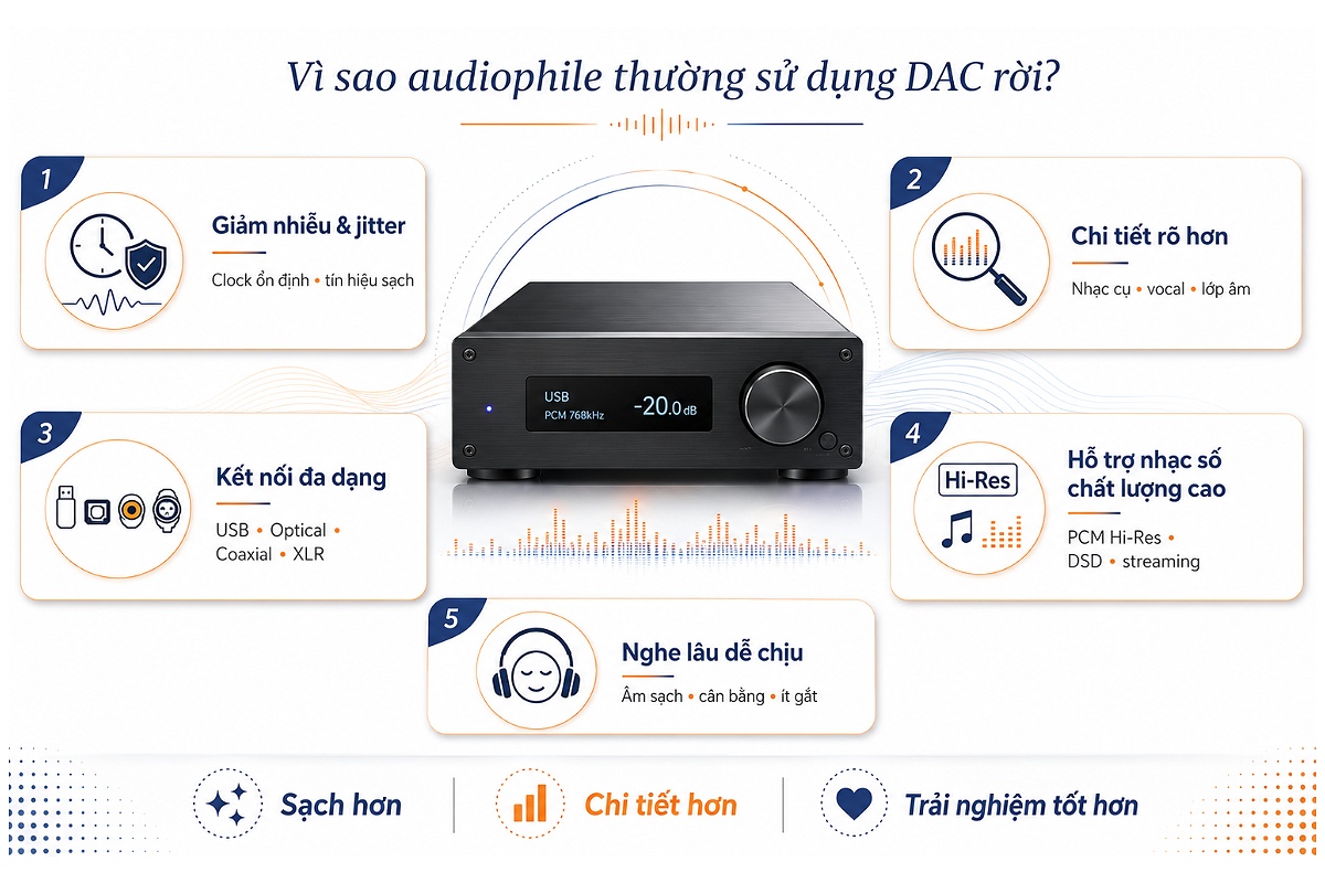 Vì sao audiophile thường sử dụng DAC rời