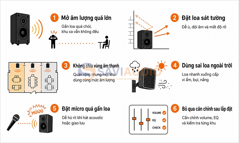 Những lỗi thường gặp khi bố trí loa