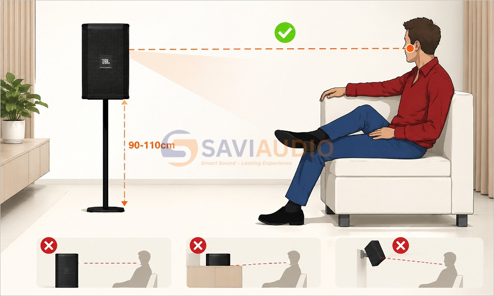 Độ cao và hướng đặt loa treble