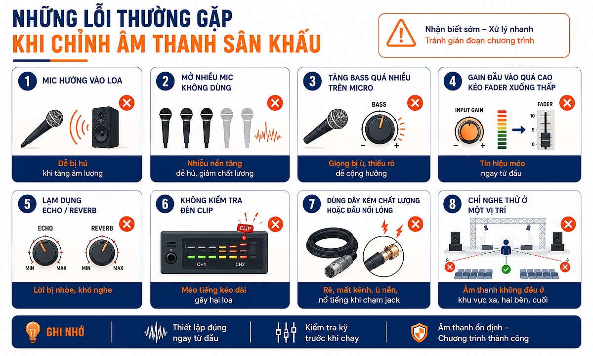 Các lỗi thường gặp khi chỉnh âm thanh sân khấu
