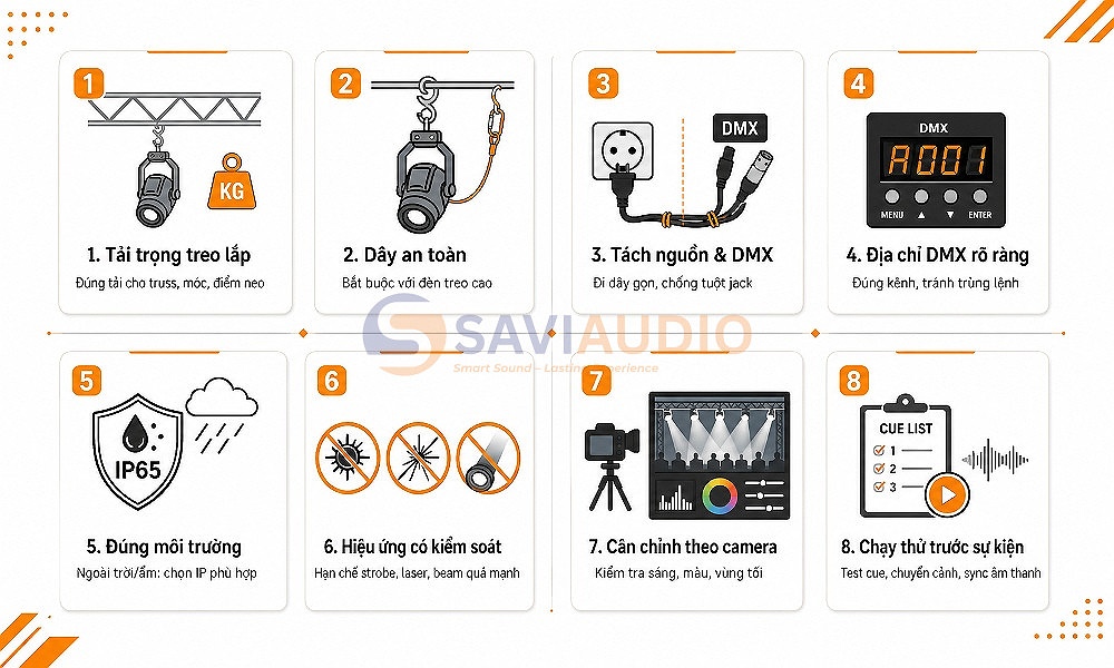 Những lưu ý quan trọng khi lắp đặt đèn sân khấu