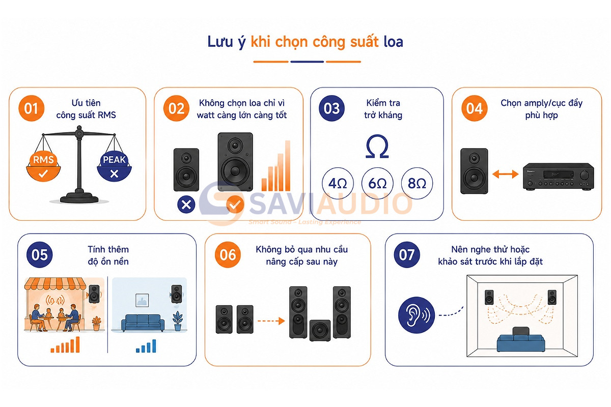 Lưu ý khi chọn công suất loa