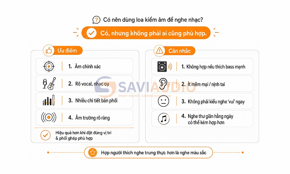 Có nên dùng loa kiểm âm để nghe nhạc không?
