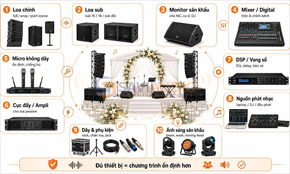 Cấu hình bộ dàn âm thanh đám cưới