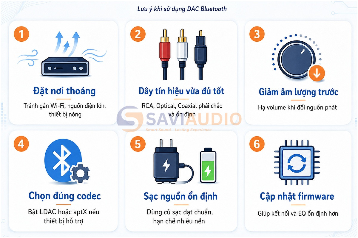 Lưu ý khi sử dụng DAC Bluetooth