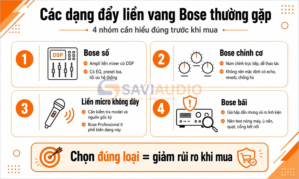 Các loại đẩy liền vang Bose phổ biến hiện nay