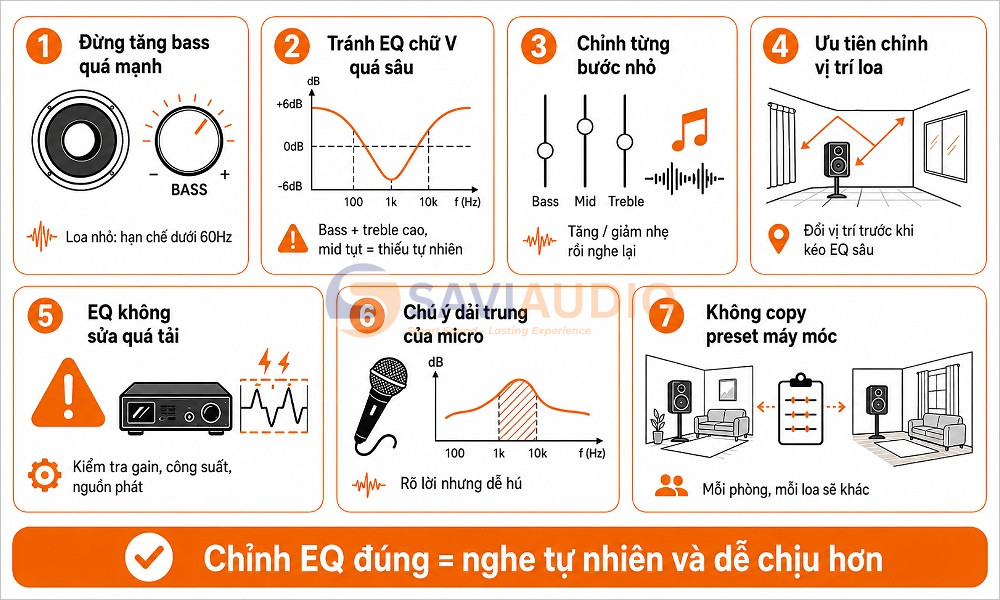Những lưu ý quan trọng khi chỉnh EQ trên loa 