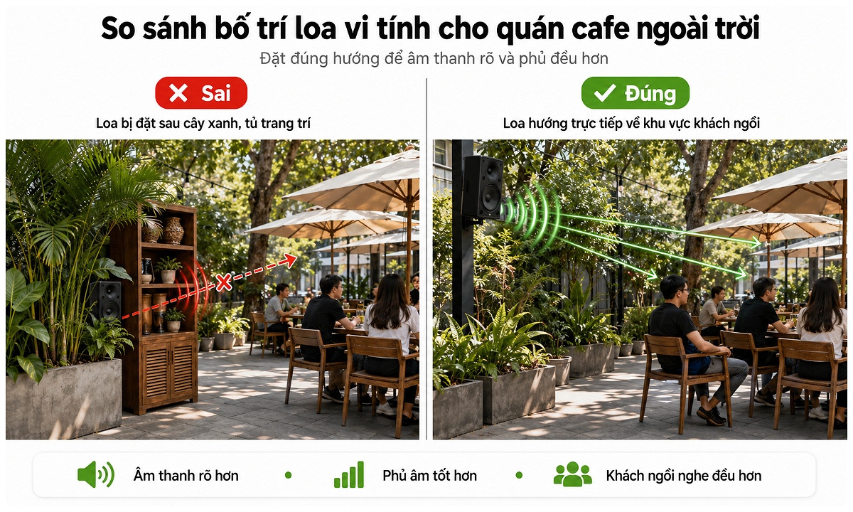 Diện tích và cách bố trí không gian quán