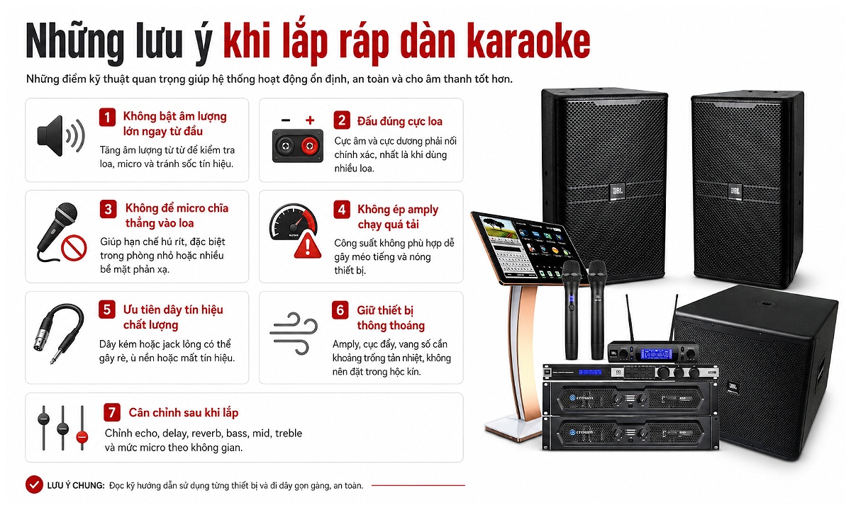 Một vài lưu ý quan trọng khi lắp ráp dàn karaoke