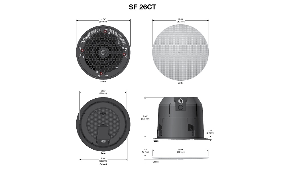Kích thước sản phẩm Extron SoundField XD SF 26CT
