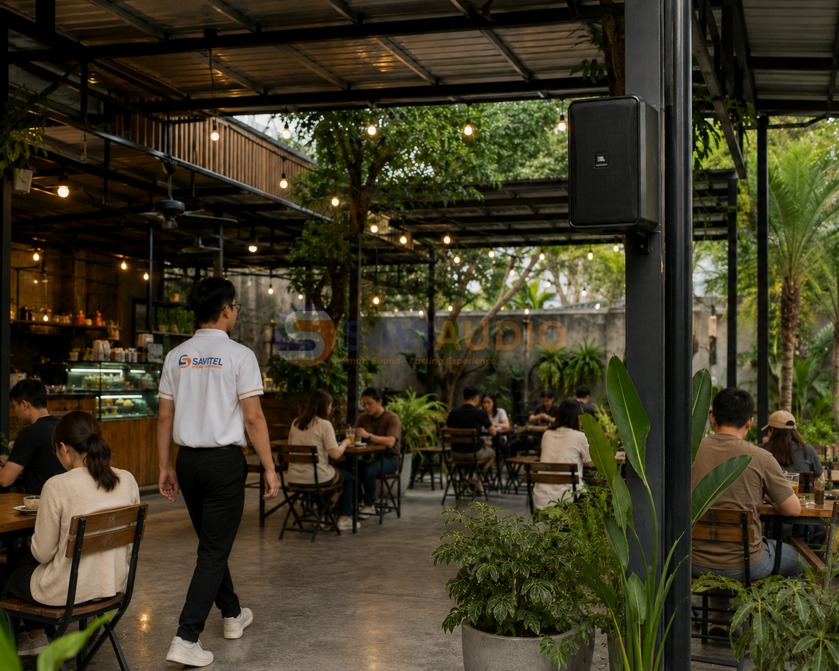SAVITEL hỗ trợ tư vấn, thiết kế và lắp đặt dàn loa JBL quán cafe theo diện tích, phong cách nội thất và nhu cầu vận hành thực tế
