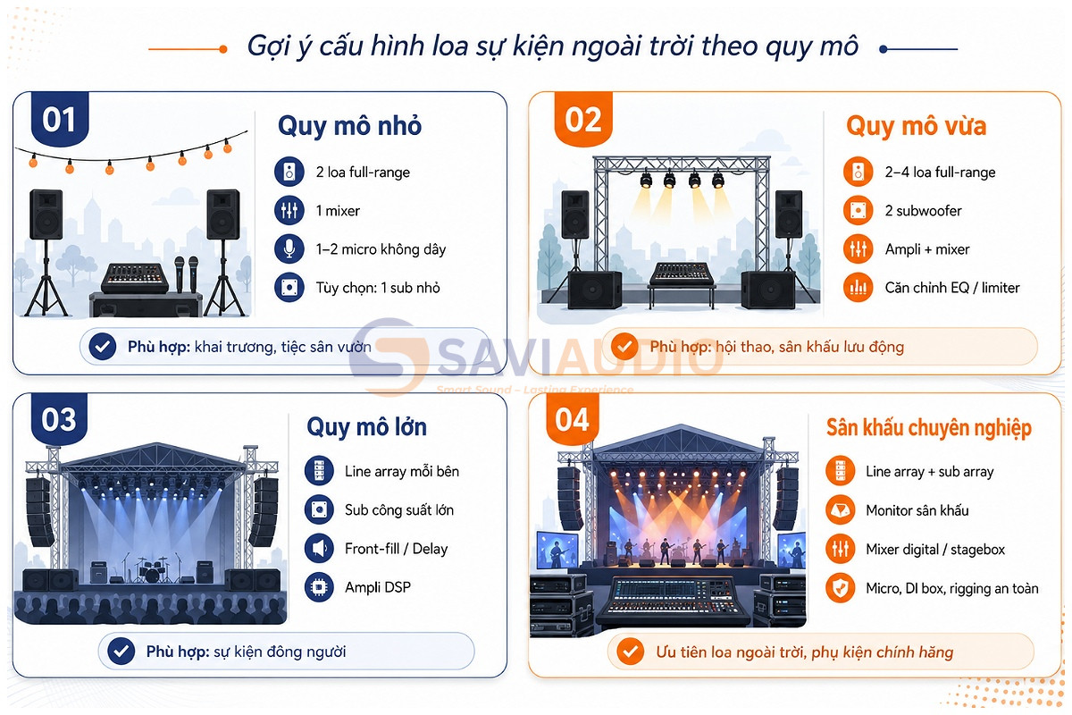 Cấu hình loa cho sân khấu ngoài trời chuyên nghiệp