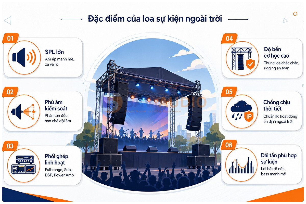 Đặc điểm của loa sự kiện ngoài trời