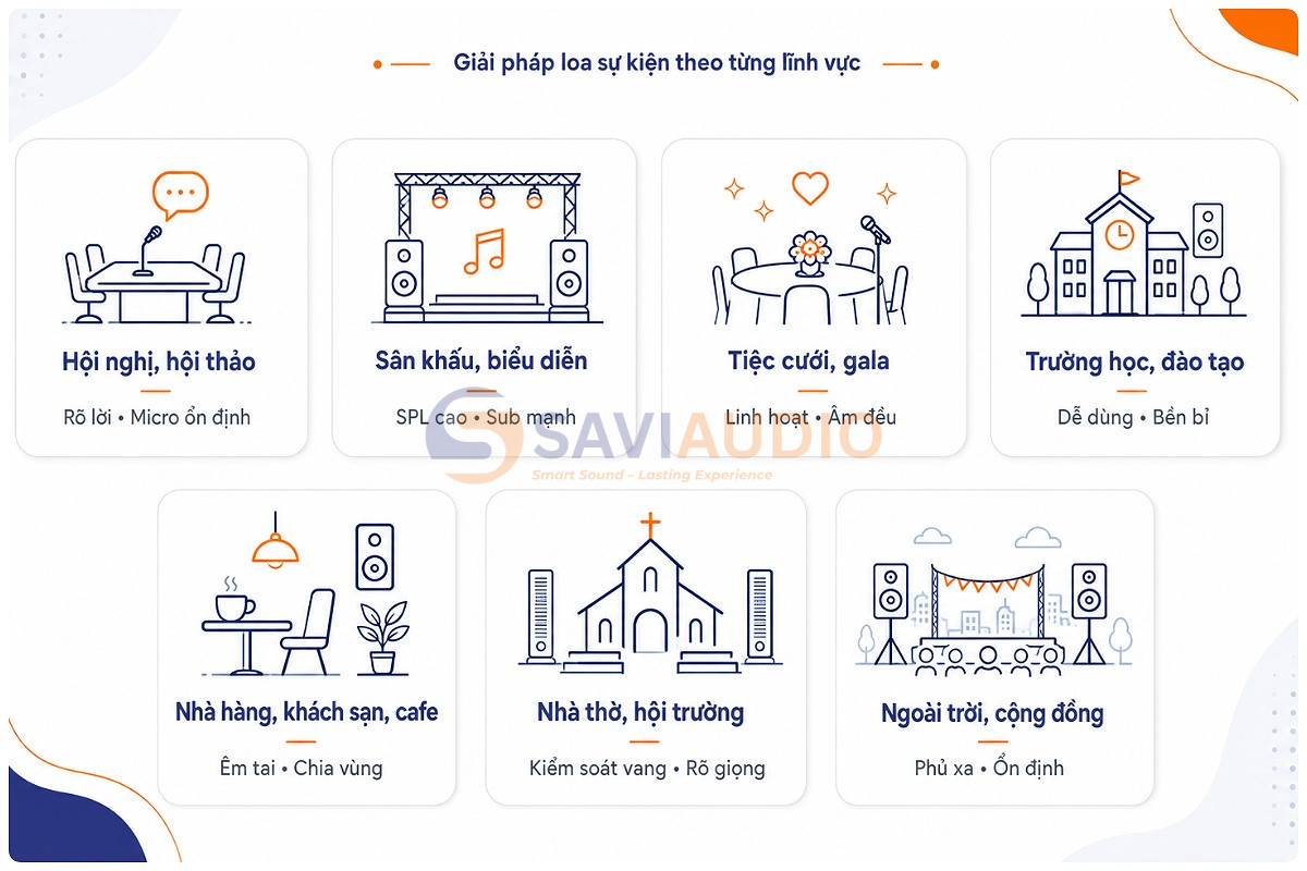 Giải pháp loa sự kiện theo từng lĩnh vực