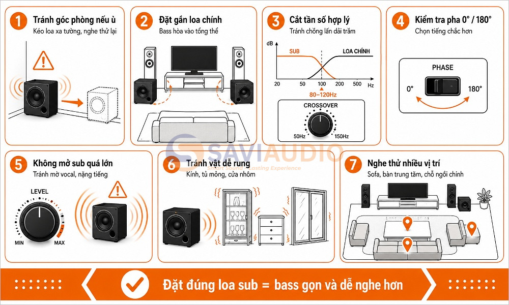 Lưu ý khi lắp đặt loa subwoofer 