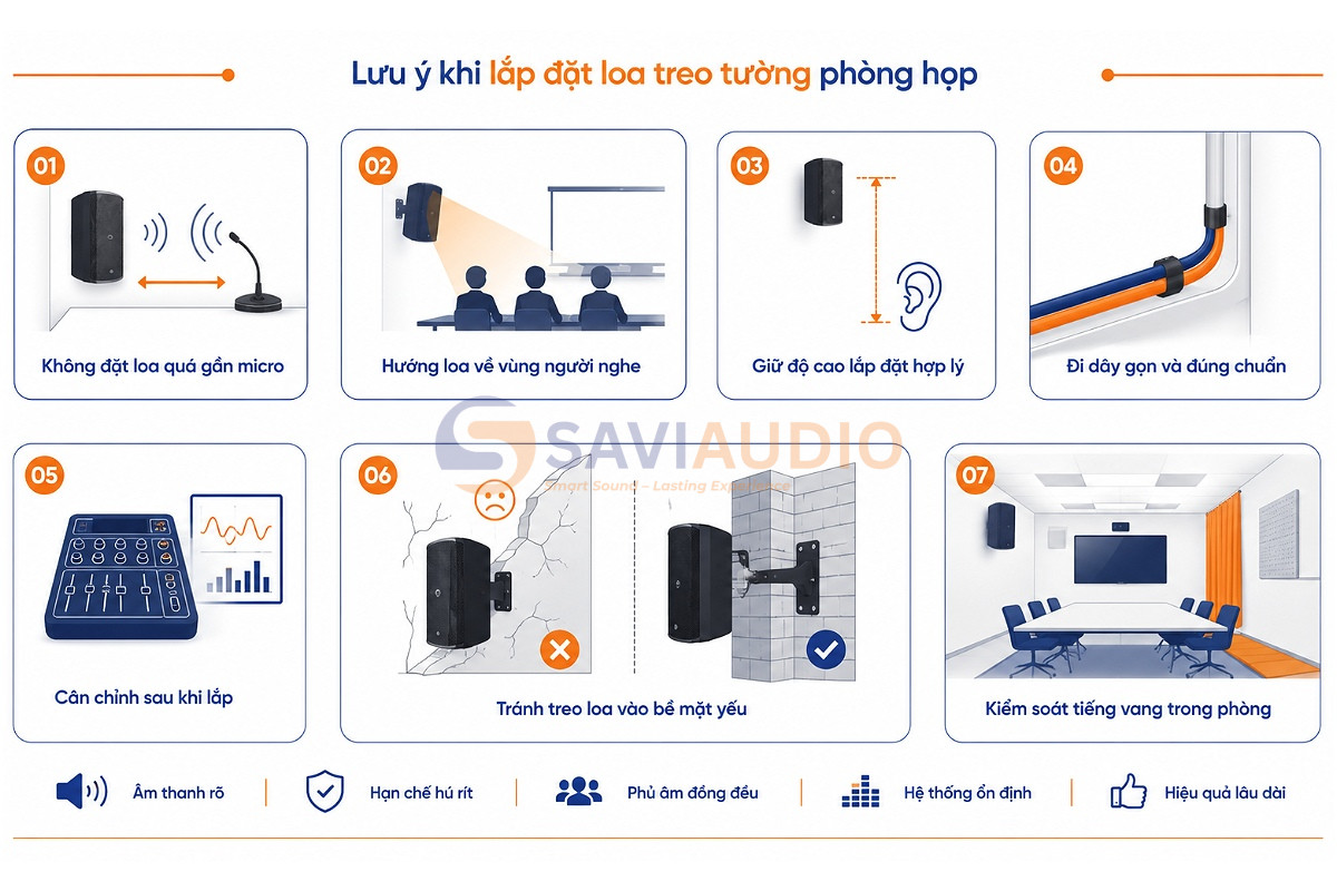 Lưu ý khi lắp đặt loa treo tường phòng họp