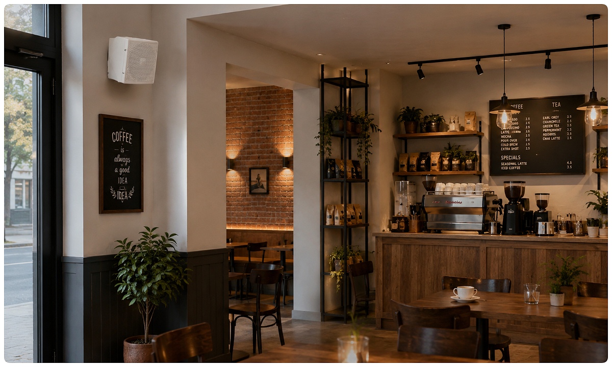 Loa vệ tinh quán cafe