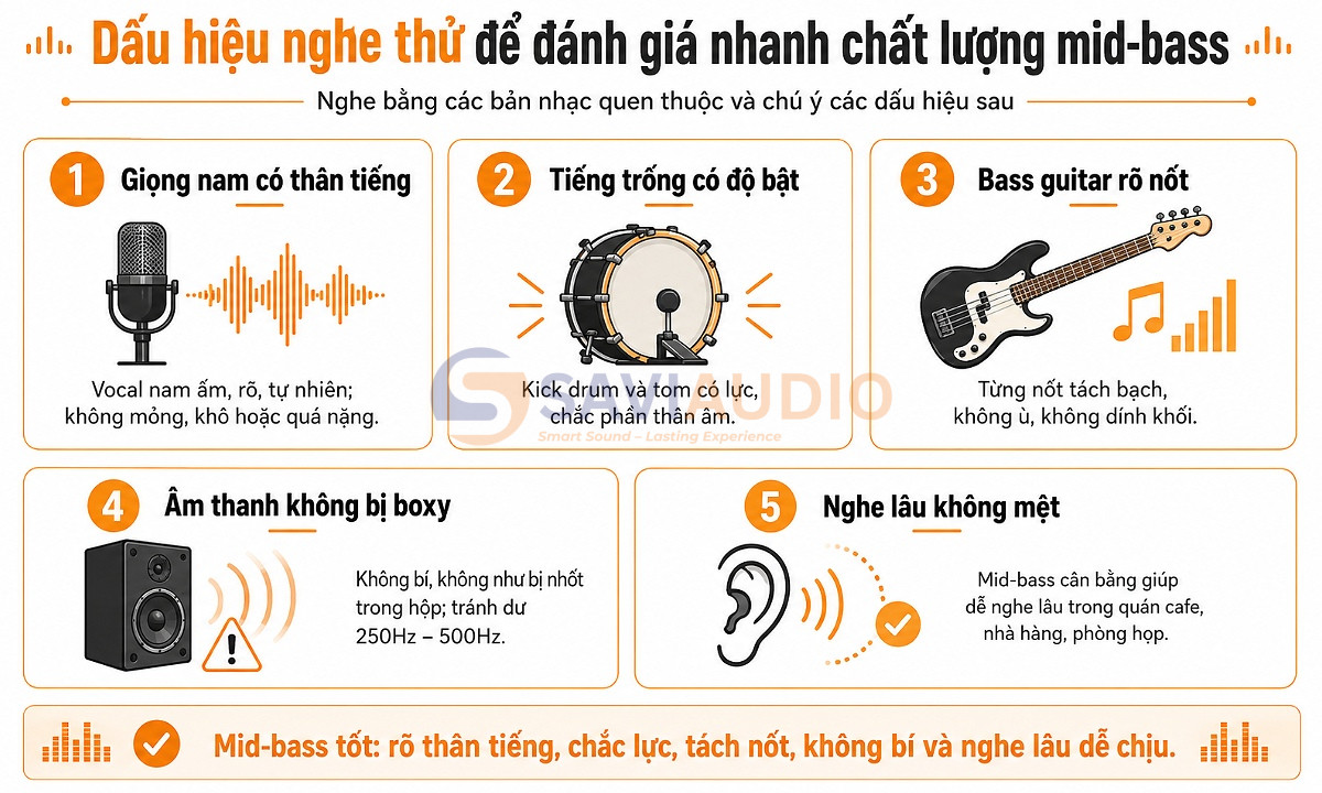 Dấu hiệu đánh giá nhanh chất lượng mid-bass