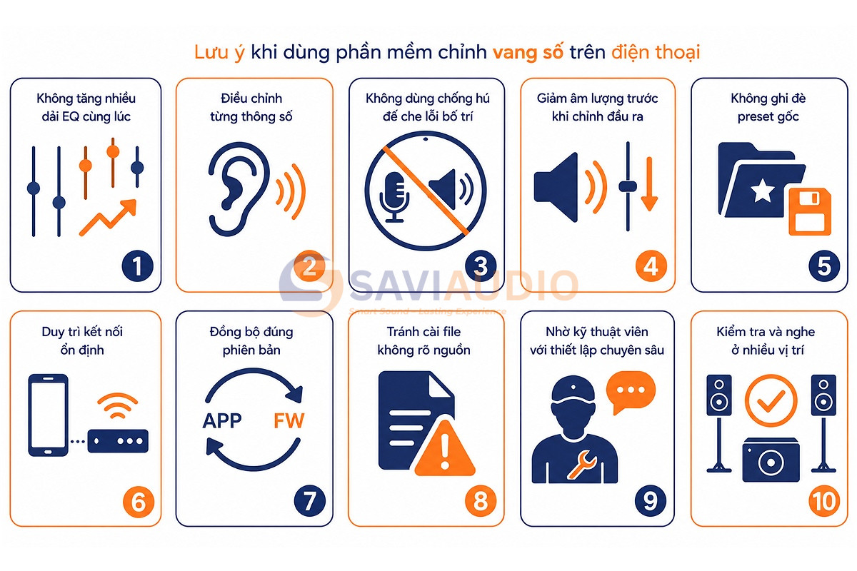Lưu ý khi dùng phần mềm chỉnh vang số trên điện thoại