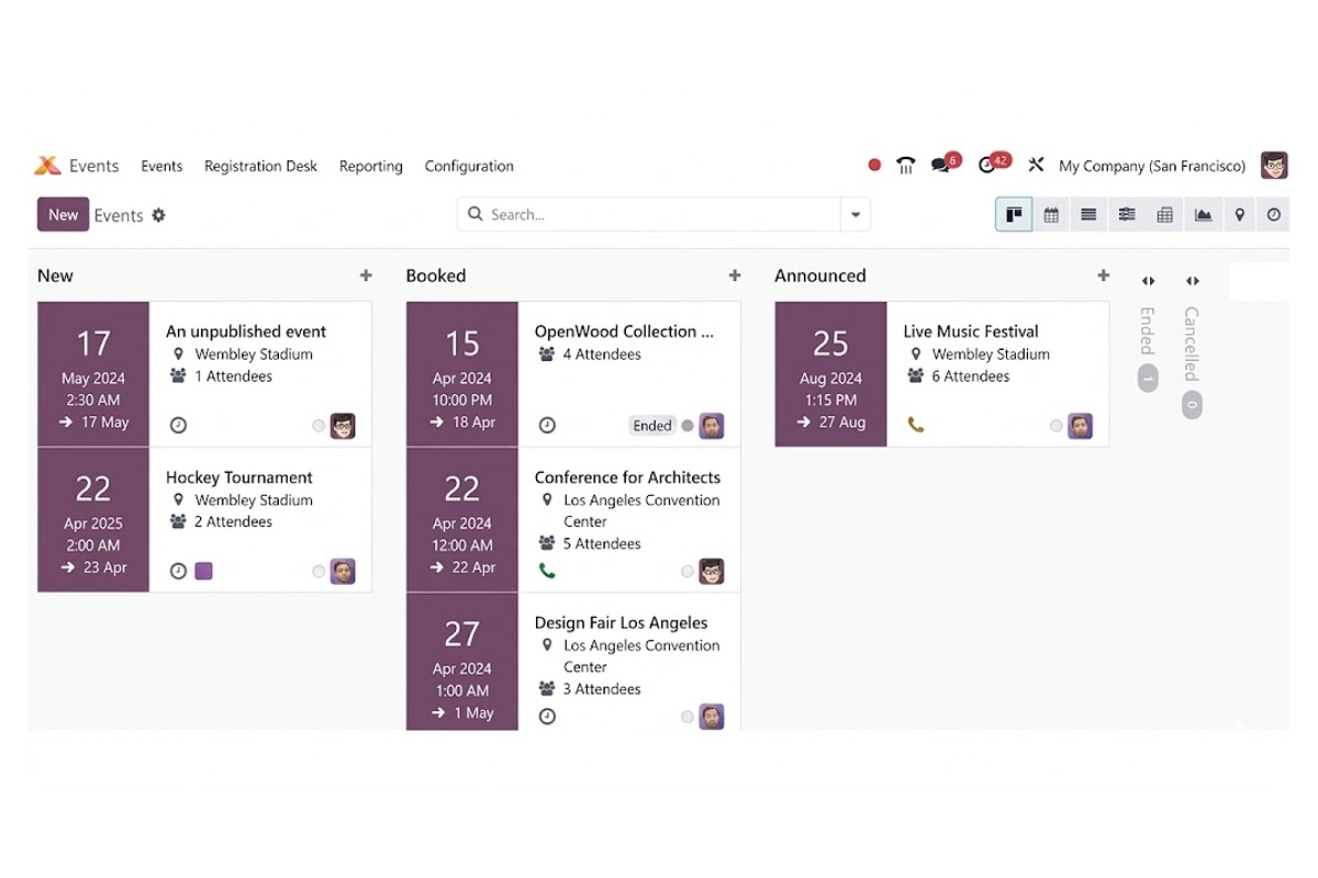 Phần mềm quản lý sự kiện Odoo Events