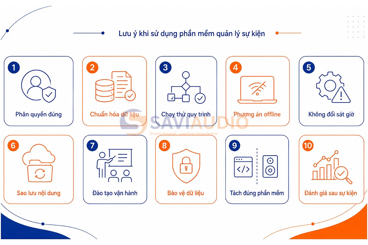Lưu ý khi sử dụng phần mềm quản lý sự kiện