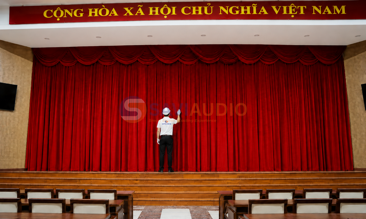 Phương án treo phông rèm hội trường
