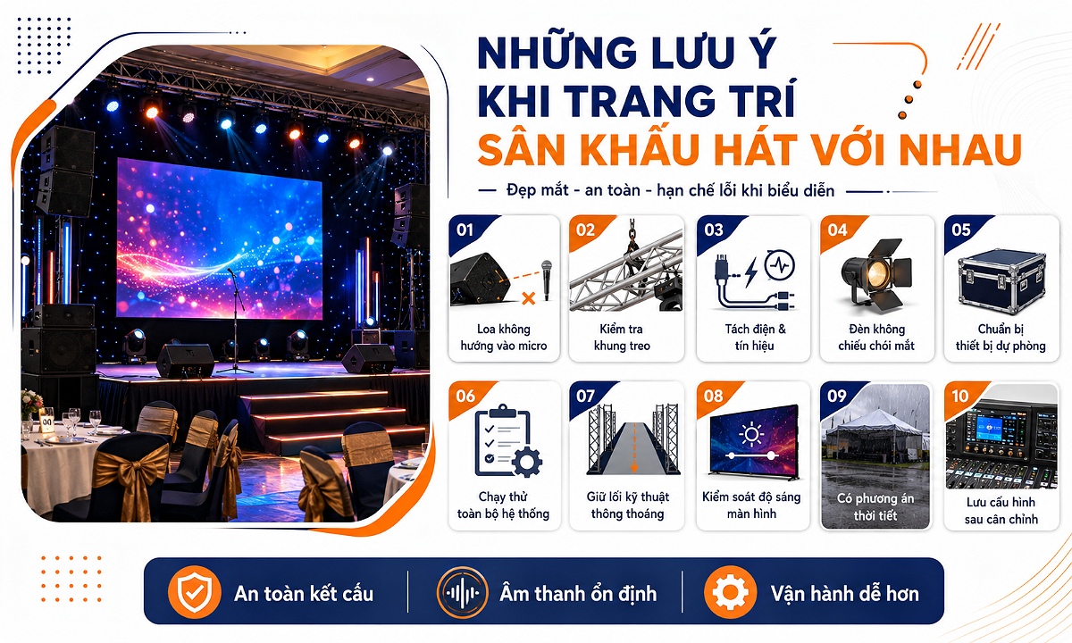 Các lưu ý quan trọng khi trang trí sân khấu hát với nhau