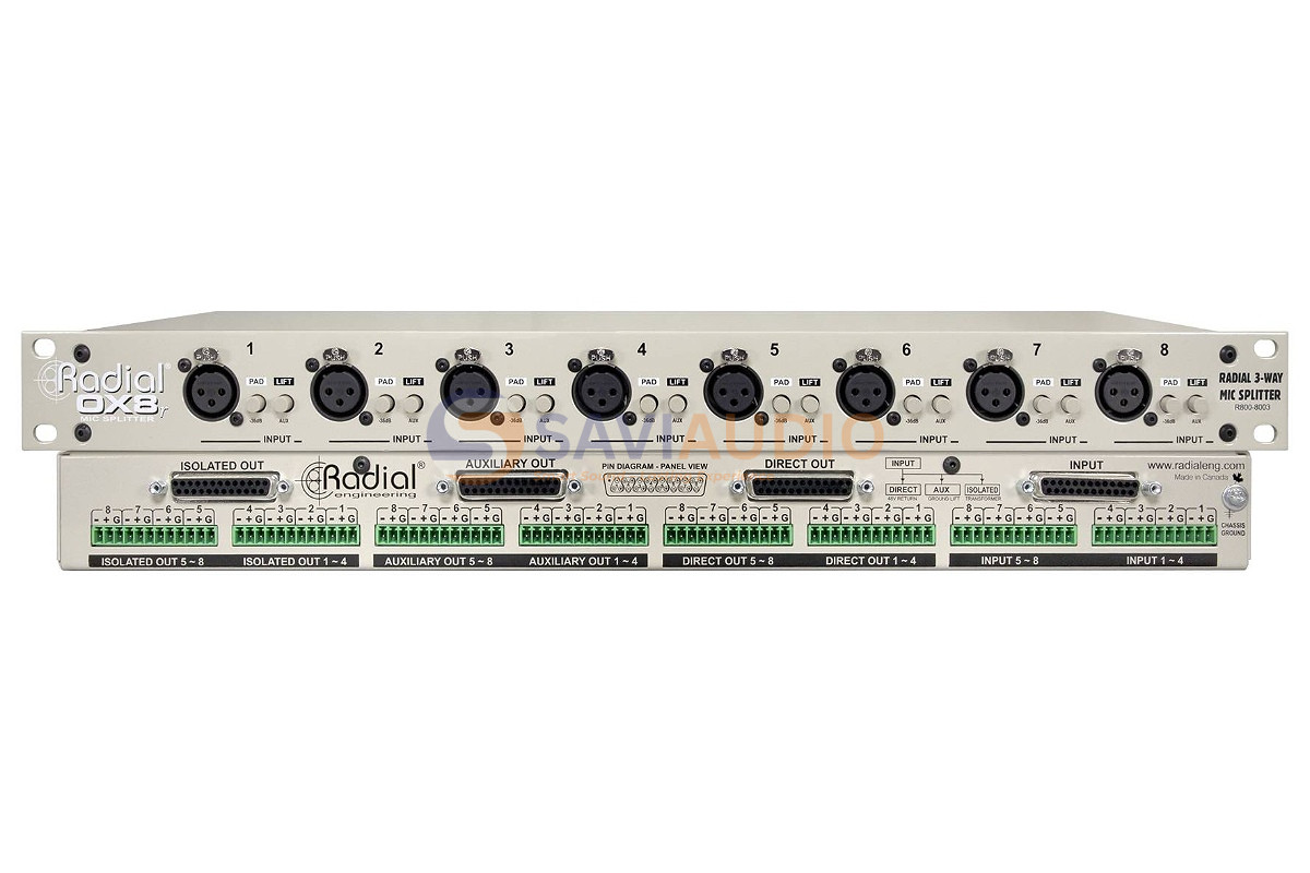 Radial OX8 - bộ chia micro 8 kênh, chia tín hiệu đến 3 điểm nhận