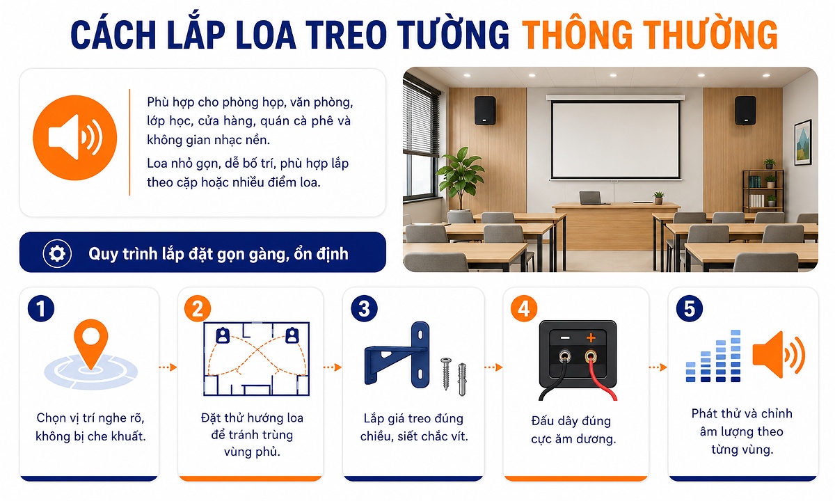 Hướng dẫn lắp loa treo tường đúng kỹ thuật