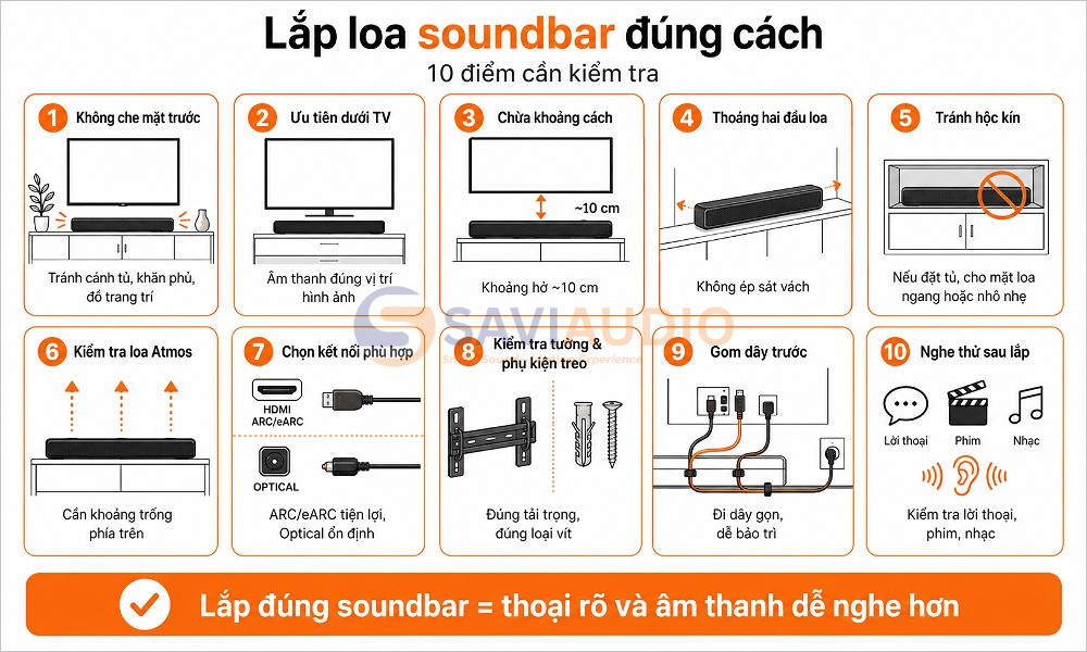Lưu ý khi lắp loa soundbar