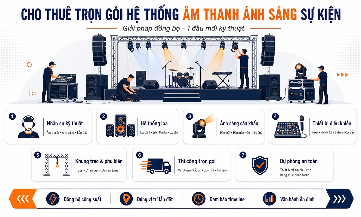 Cho thuê âm thanh ánh sáng sự kiện trọn gói cho mọi quy mô